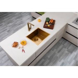 Aqu Brushed Gold Handmade Kitchen Sink 510*450*230